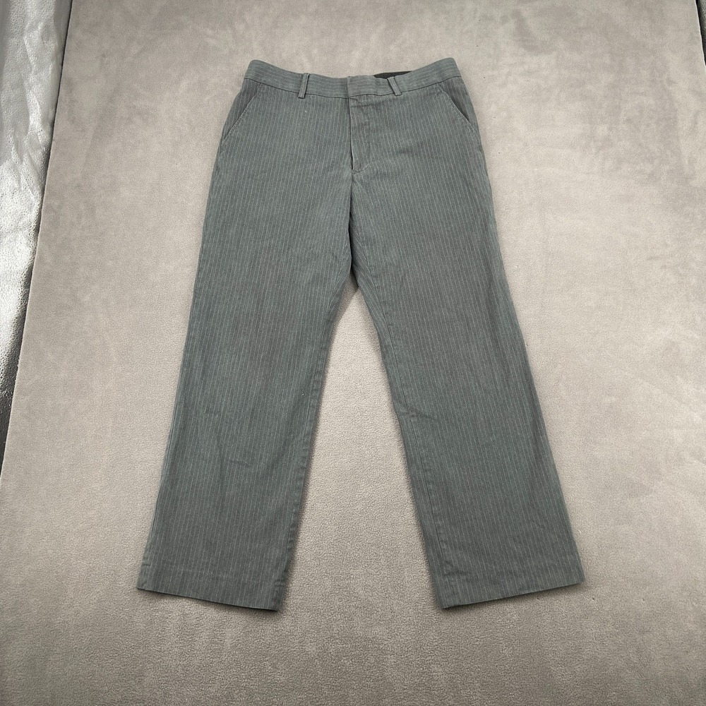 Express Design Studio Producer Dress Pants Men 32X30 Gray Striped Stretch Formal